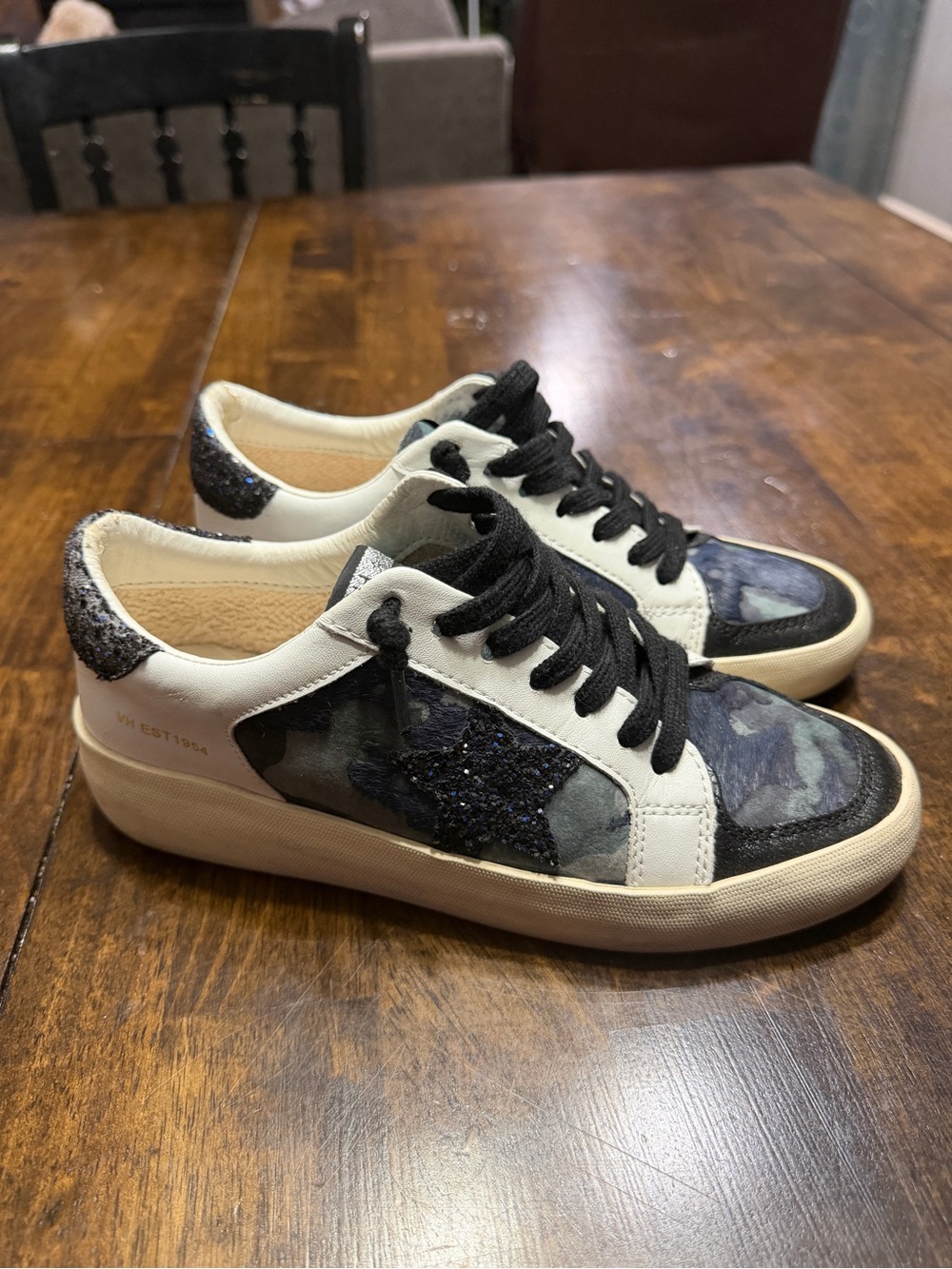 Vintage Havana Navy Blue Camouflage Star Sneakers